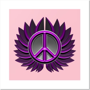 pink peace symbol flower Posters and Art